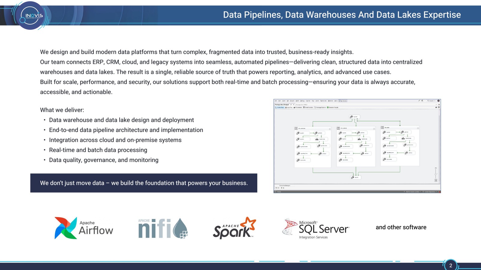 Data Pipelines, Data Warehouses And Data Lakes Expertise — slide 2